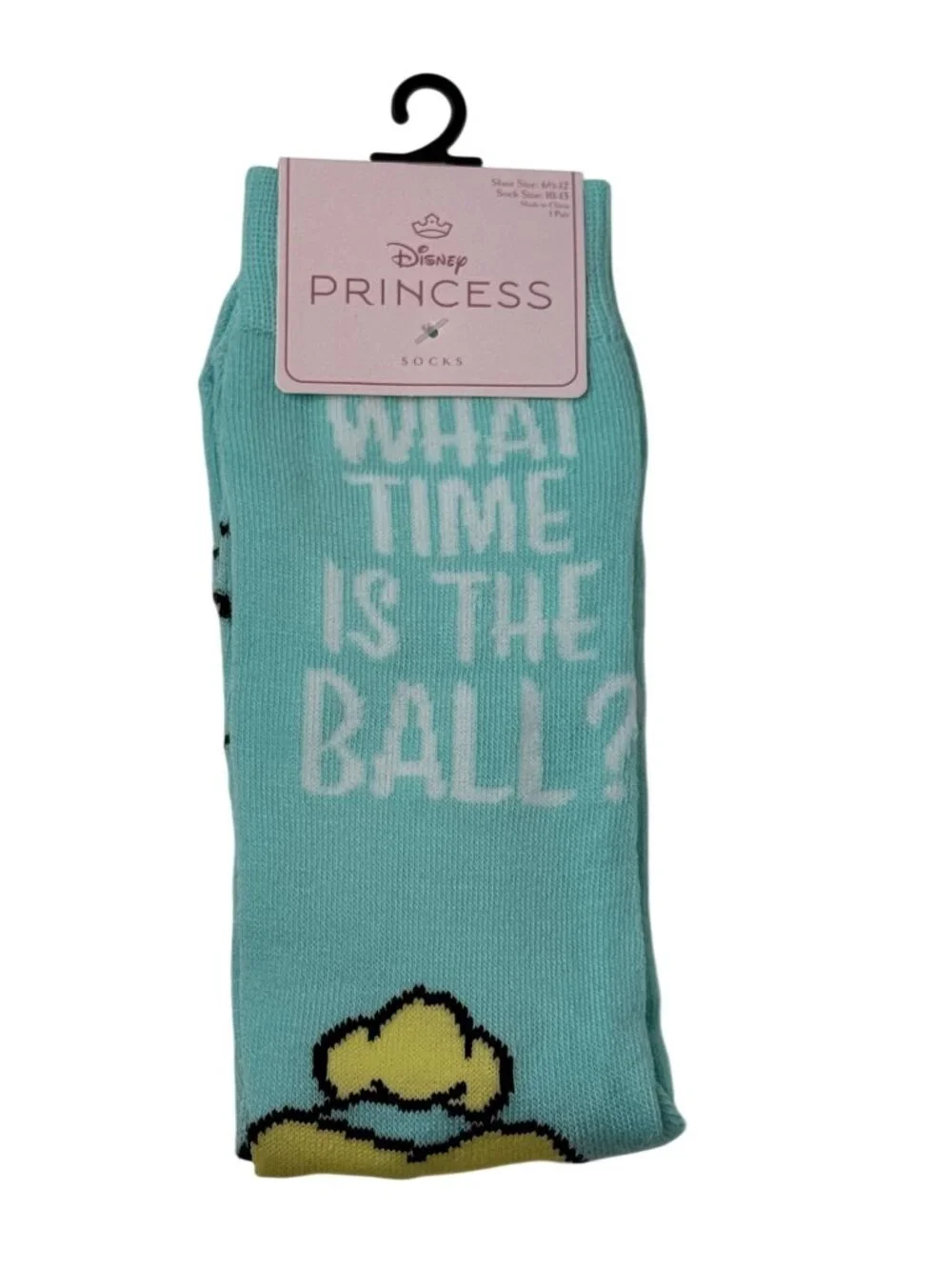 Disney Princess Cinderella What Time Is The Ball Crew Socks NWT